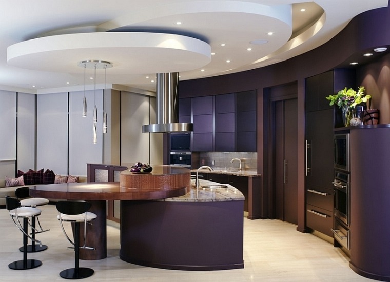 contemporary kitchen elegant design central island flowers fixture suspension