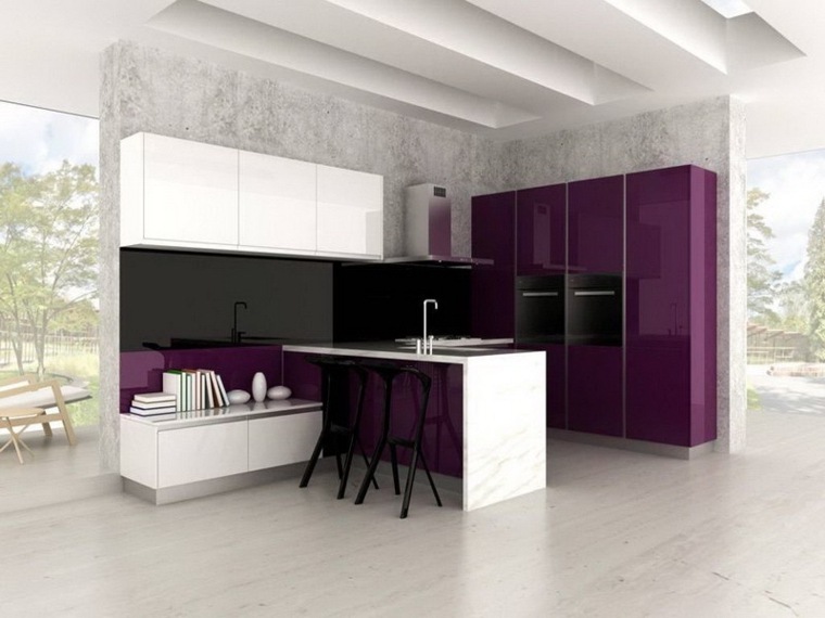 modern stylish kitchen idea design island central white black