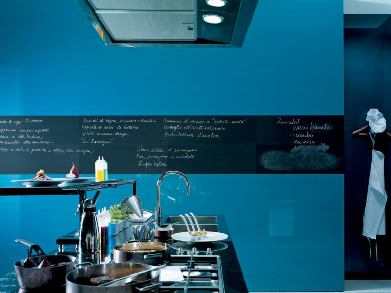 blue pastel idea color kitchen modern island central stainless steel