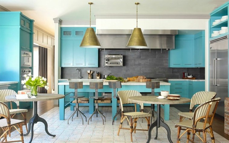 blue color kitchen decoration