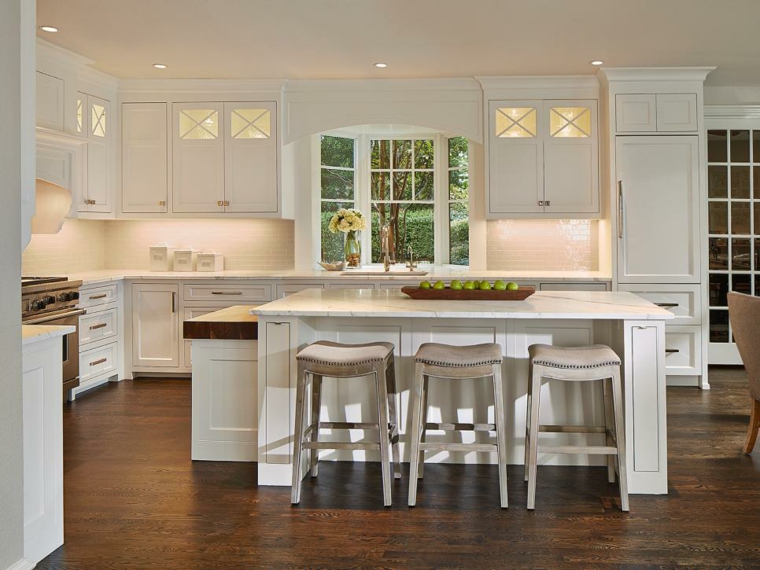 white kitchen island central wood stool idea