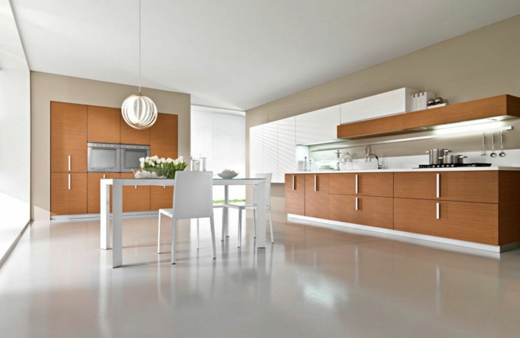 kitchen color orange wood