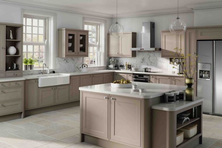 kitchen color taupe worktop-marble