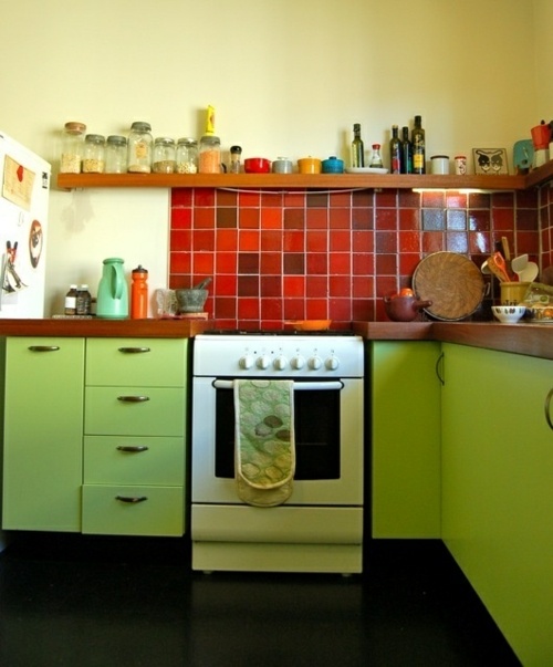 kitchen color green orange