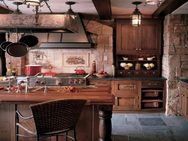 charming kitchen stone wood