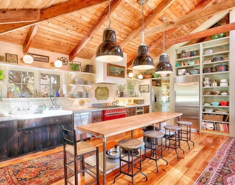 charming kitchen wood floor deco style eclectic