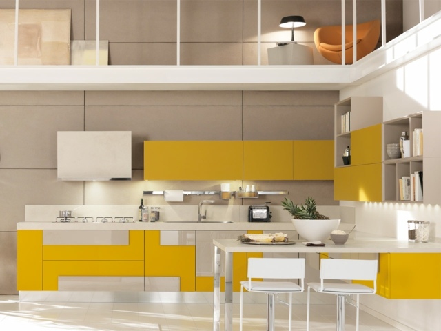 kitchen deco white yellow