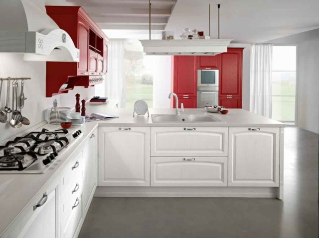 kitchen deco white red