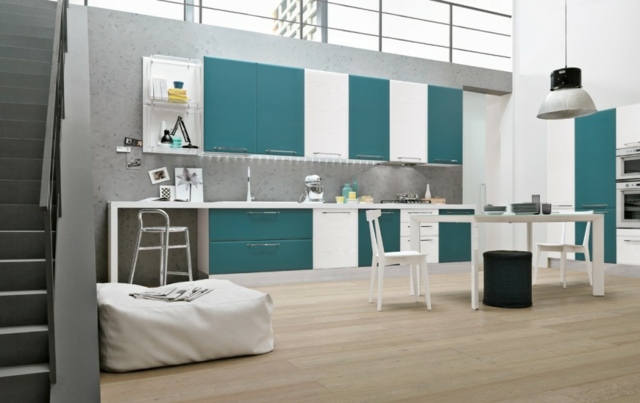 kitchen deco white turquoise