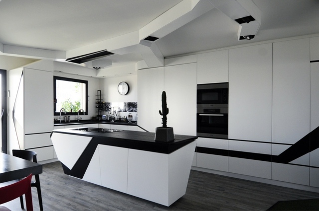 kitchen black white deco