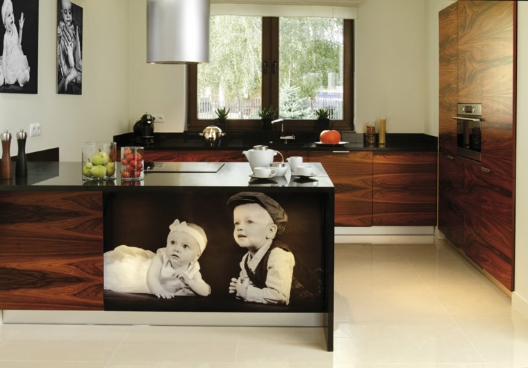 decoration kitchen idea black white central island modern photo deco curious