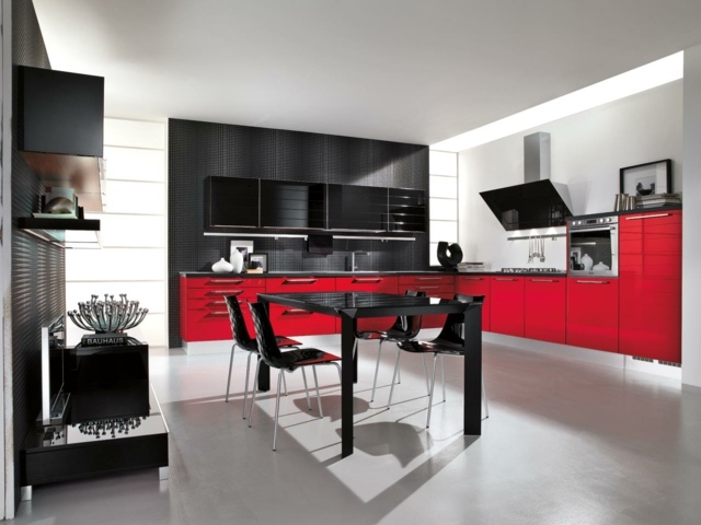 kitchen black deco red