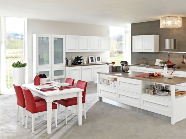 kitchen decoration red white