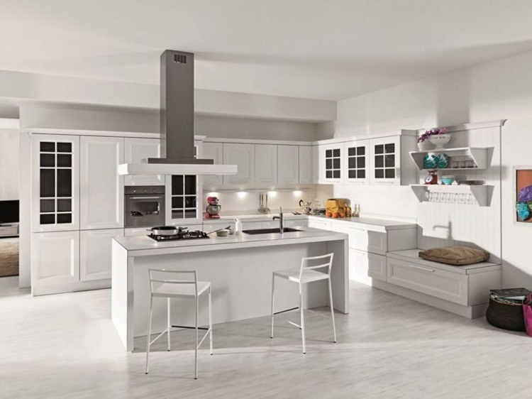 design kitchen with center island white Aran Cucine