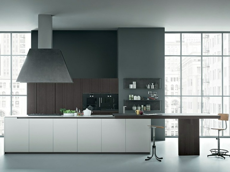 design kitchen with center island walnut wood Zampieri Cucine