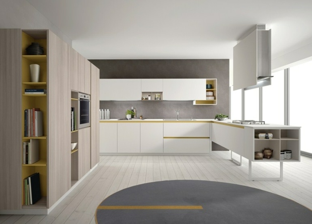 kitchen design gray yellow Euromobil