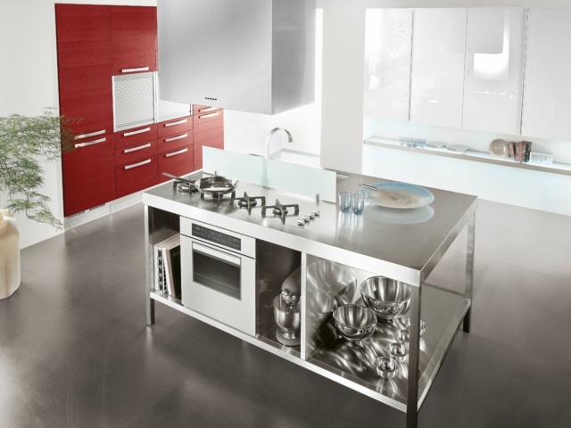 red white design kitchen