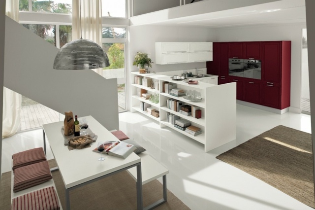 red white design kitchen