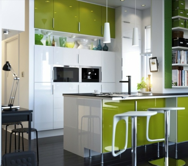 design kitchen white green
