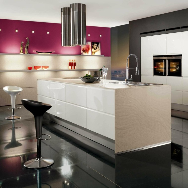 purple white design kitchen