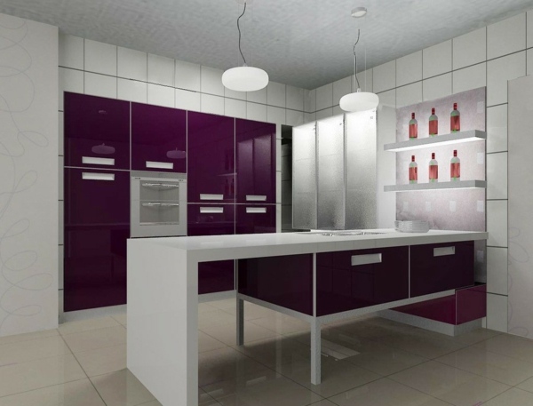 purple white design kitchen