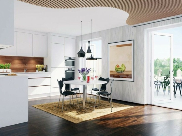 kitchen modern design hanging lamp black design floor rug kitchen idea