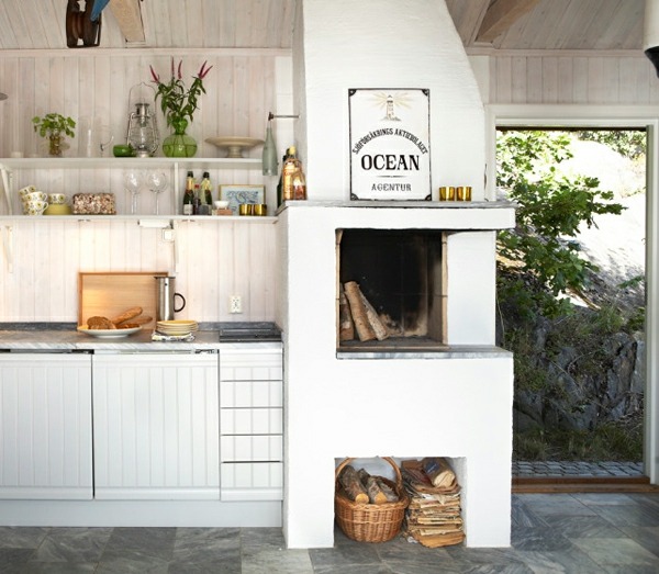 design kitchen fireplace