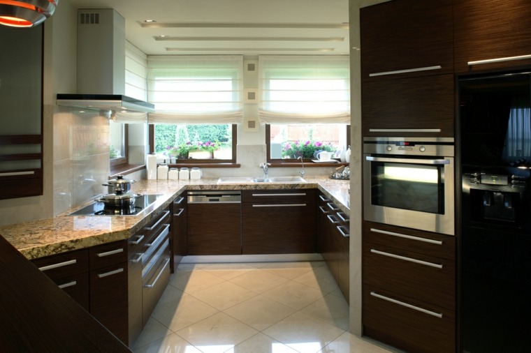 kitchen in u design furniture tiled floor