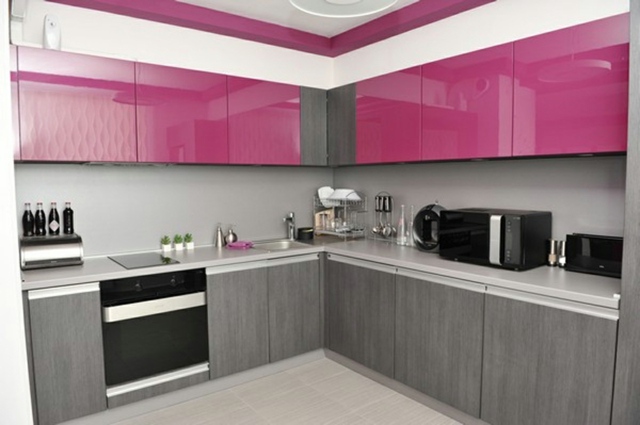 pink gray design kitchen