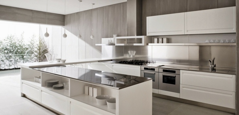 modern kitchen in u design gray white island lighting