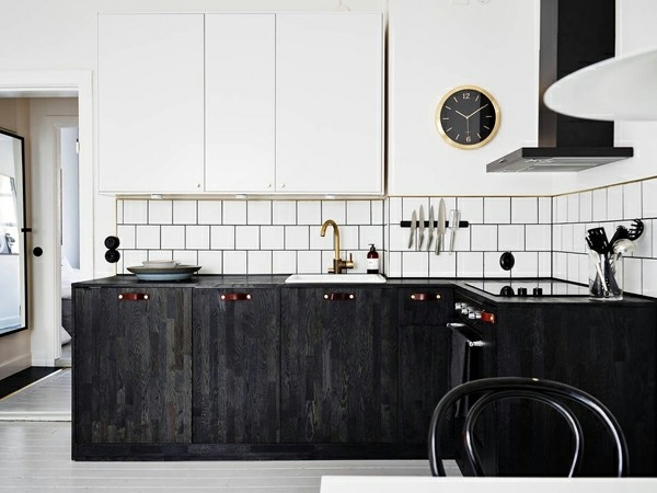 interesting design kitchen black white