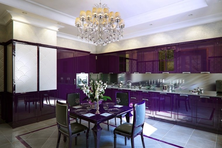 elegant kitchen purple design light fixture hanging table