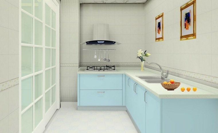 blue furniture design kitchen image