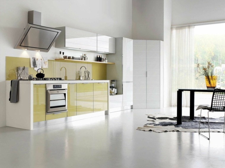 modern design kitchen white yellow