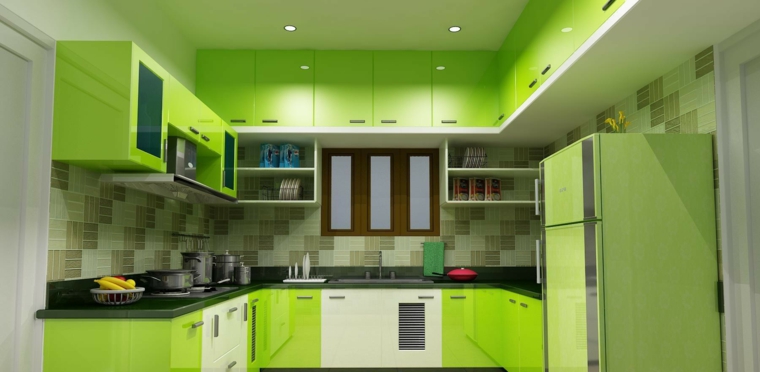 green kitchen design idea lime green kitchen color wall tile