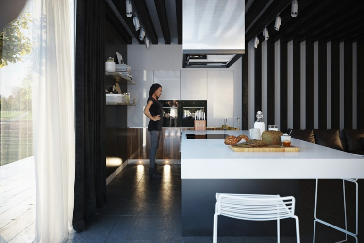 modern design kitchen black white