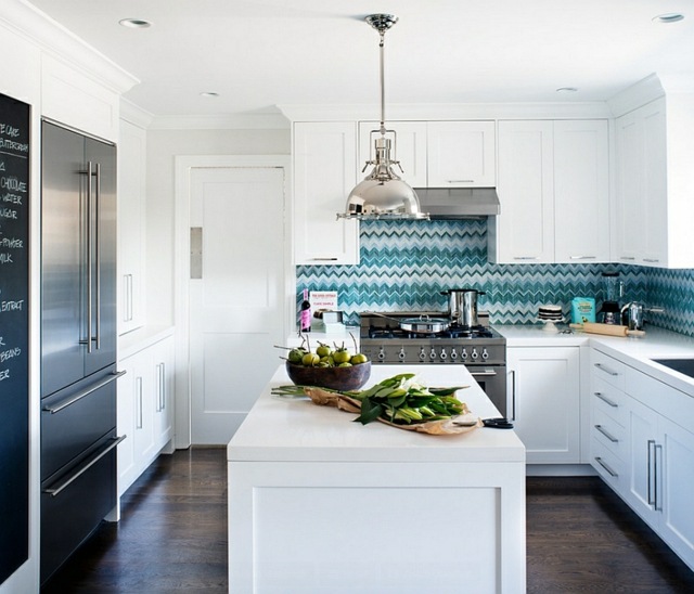 kitchen design retro pattern chevron turquoise