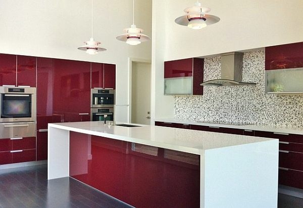 red white design kitchen