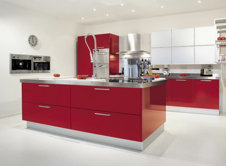 red gray kitchen design