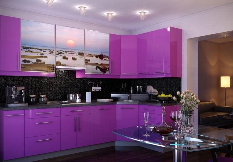 purple kitchen color idea furniture dining table