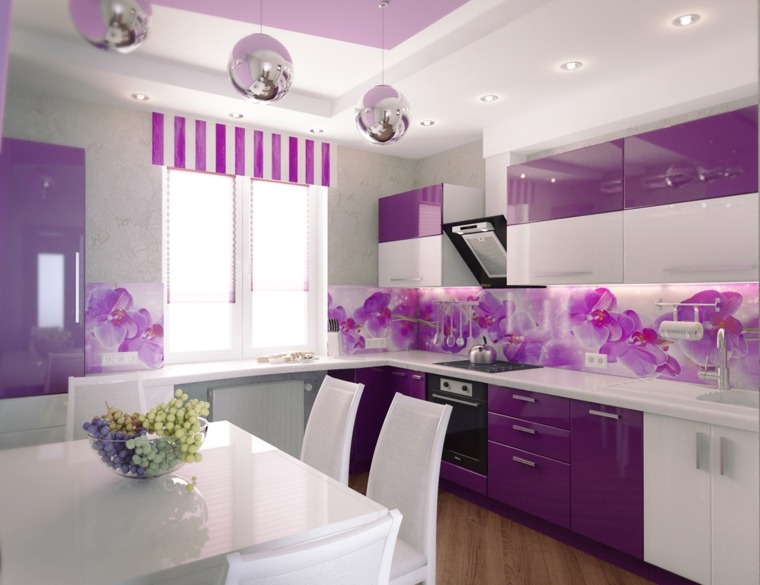 kitchen modern design purple furniture idea