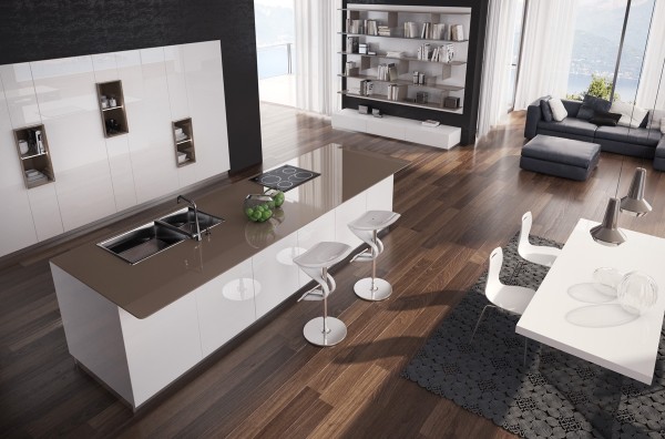 kitchen dominated by wood and parquet