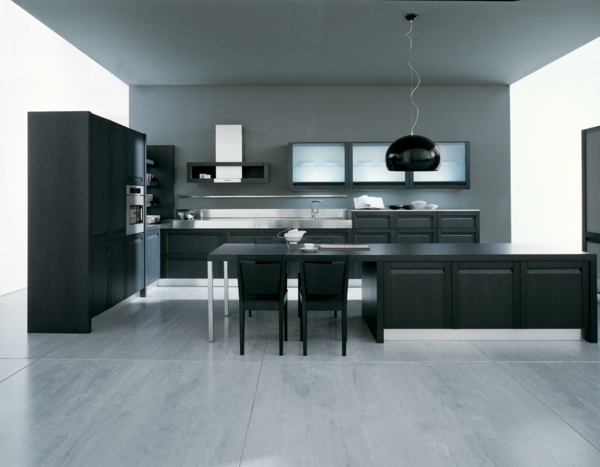 elegant black wood kitchen