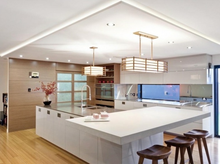 kitchen countertop idea lighting fixture suspension design wooden stool