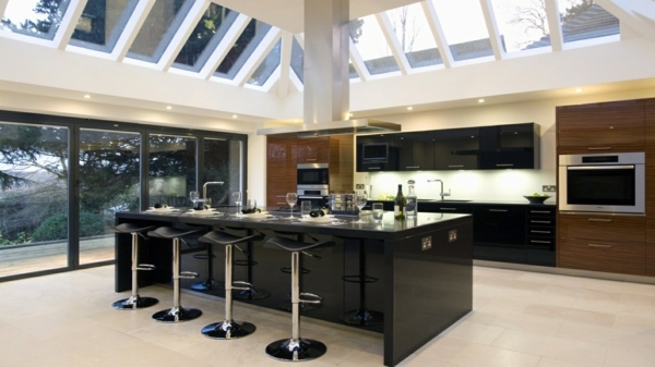 elegant black lacquered kitchen