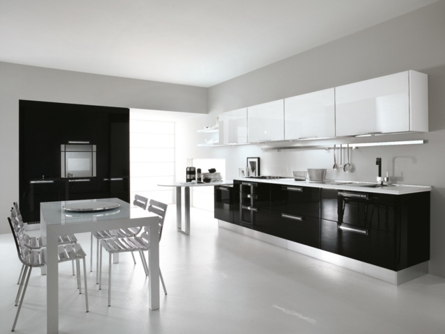 elegant black white kitchen