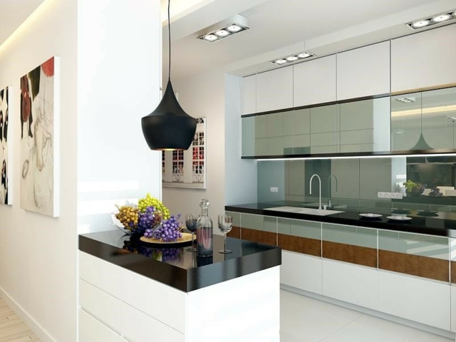 elegant black white kitchen