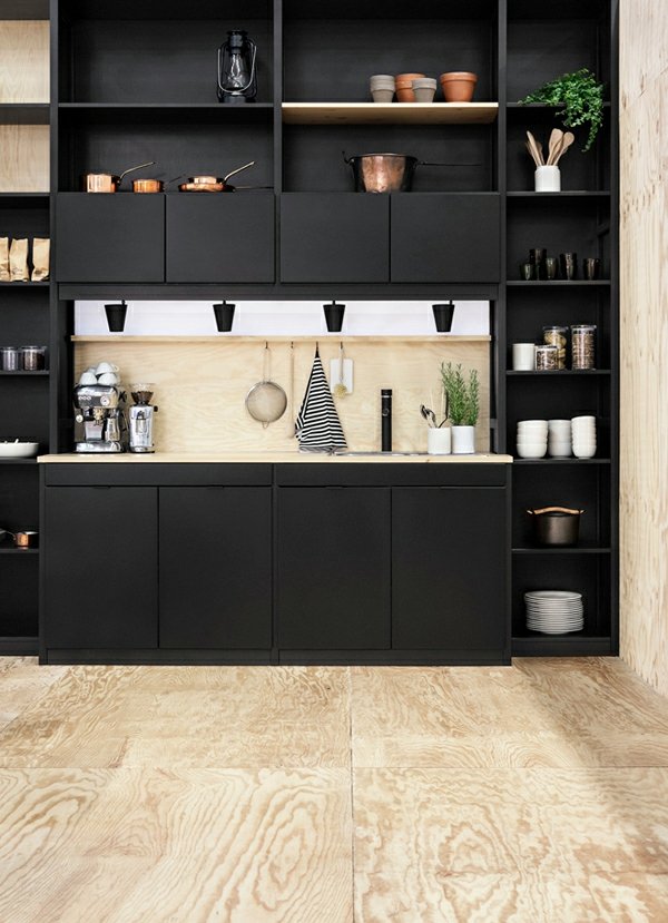 black Scandinavian elegant kitchen