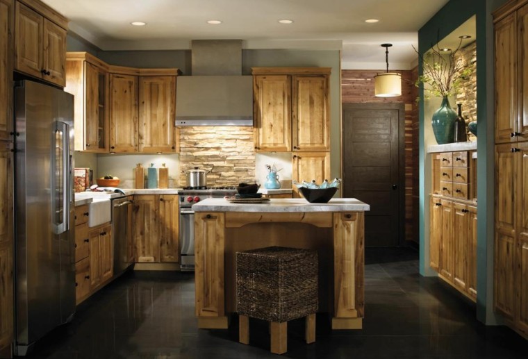 kitchen retro wood old idea layout central island wood