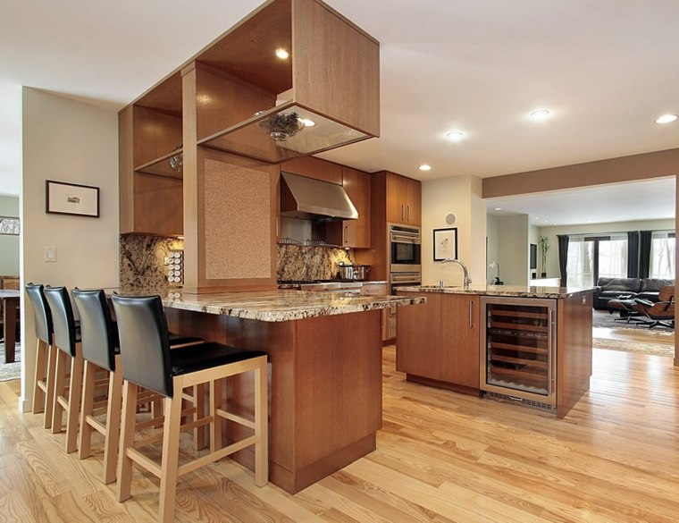 contemporary decoration kitchen in wood island